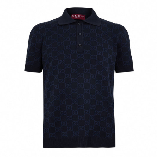 GG Monogram Cotton Silk Polo Shirt