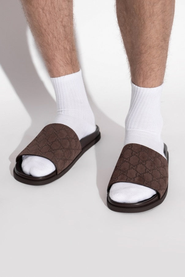 Brown Slides with monogram