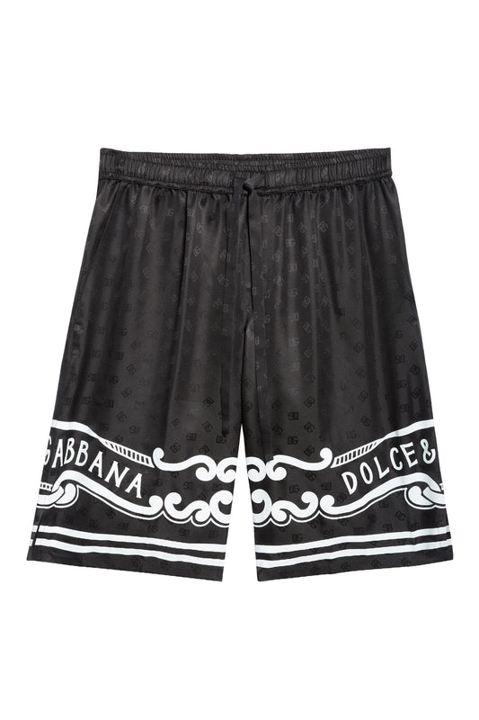 Logo Jacquard Bandana Print Silk Shorts