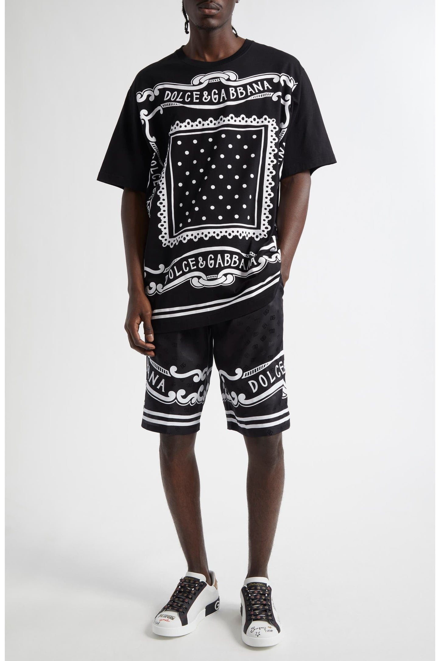 Logo Jacquard Bandana Print Silk Shorts