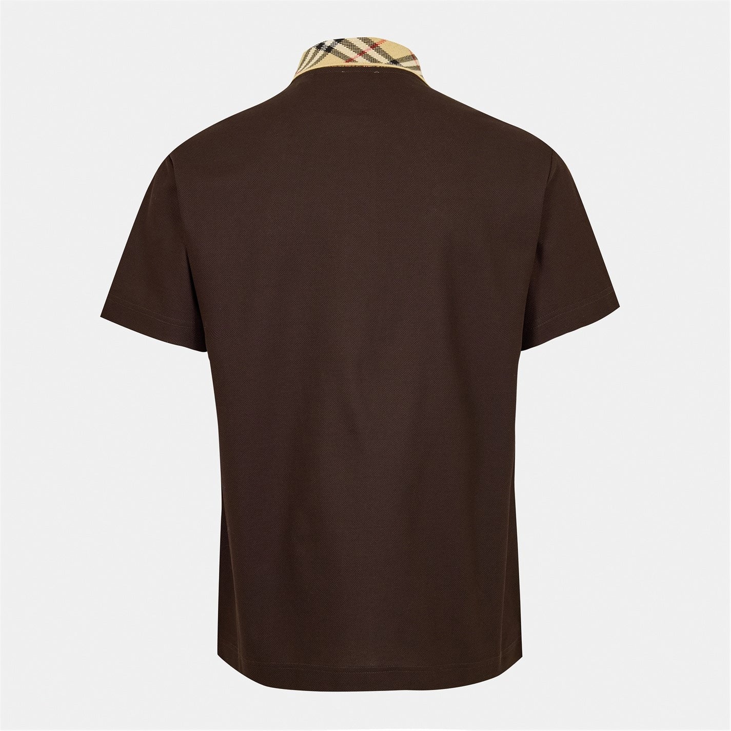 Check Collar Cotton Polo Shirt – Brown