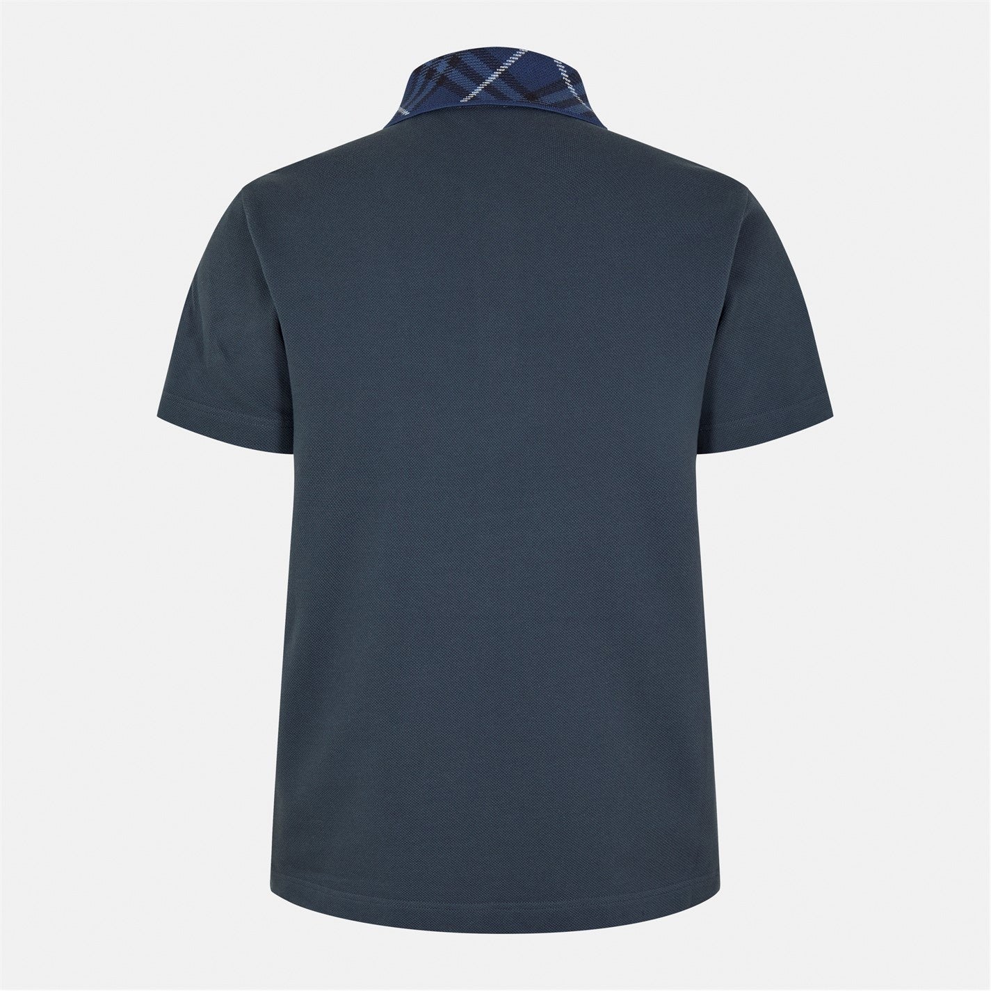Check Collar Cotton Polo Shirt – Navy