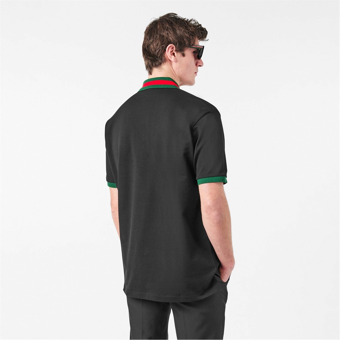 Web Collar Cotton Polo Shirt – Black