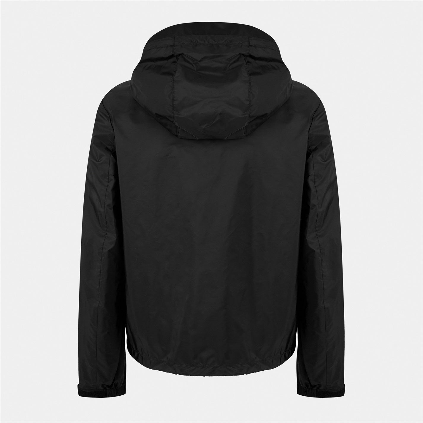 Hooded Nylon Windbreaker Jacket – Black