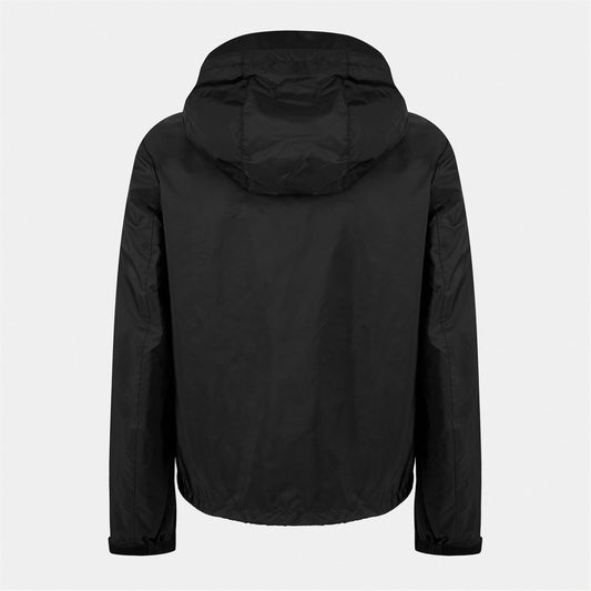 Hooded Nylon Windbreaker Jacket – Black