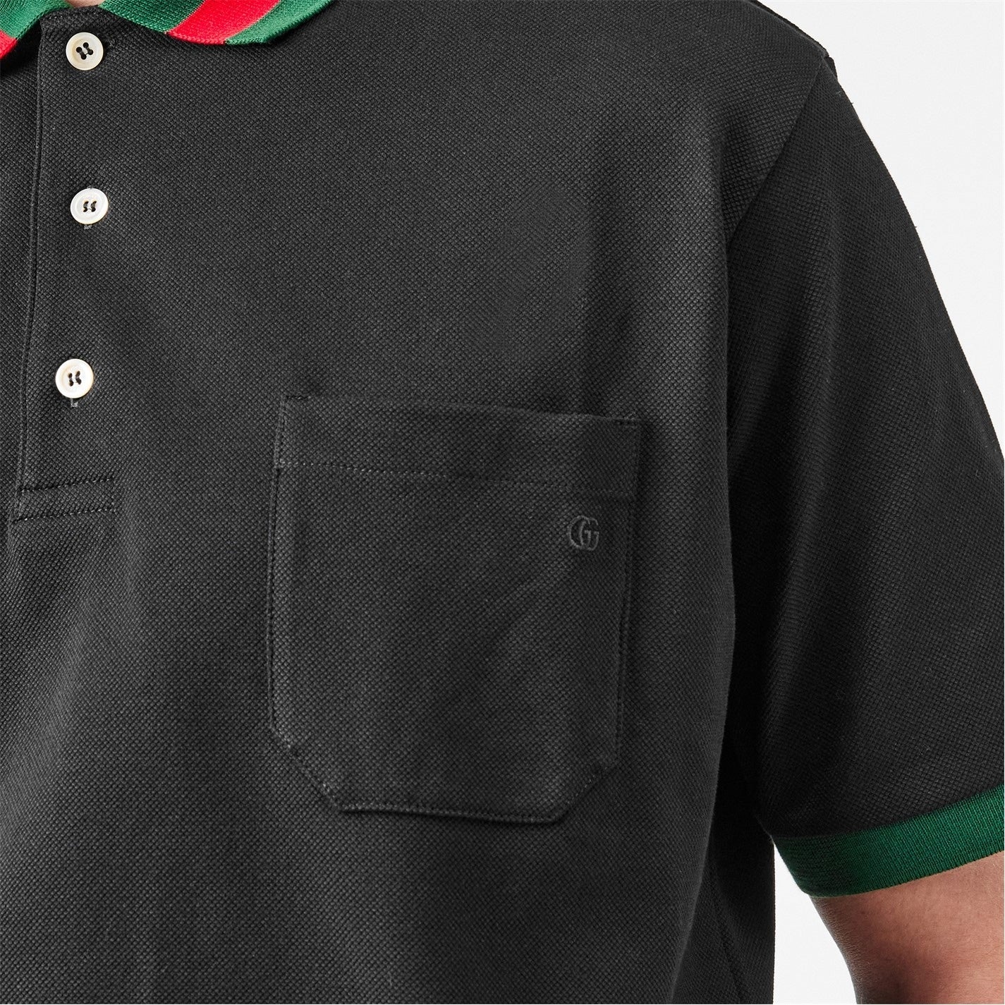 Web Collar Cotton Polo Shirt – Black