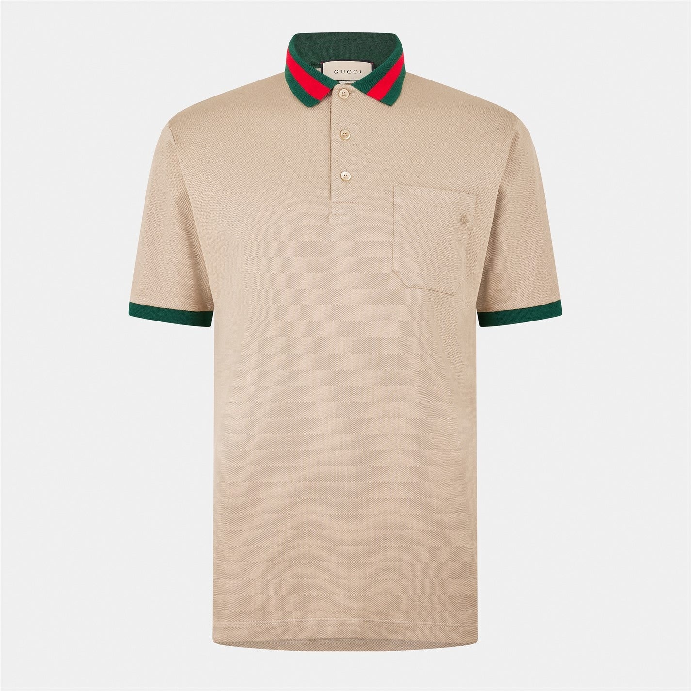 Web Collar Cotton Polo Shirt – Beige