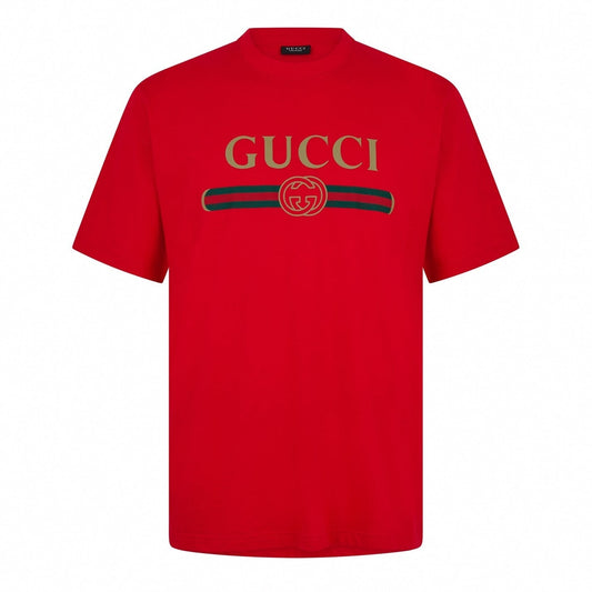 Logo Web Stripe Cotton T-Shirt - Red