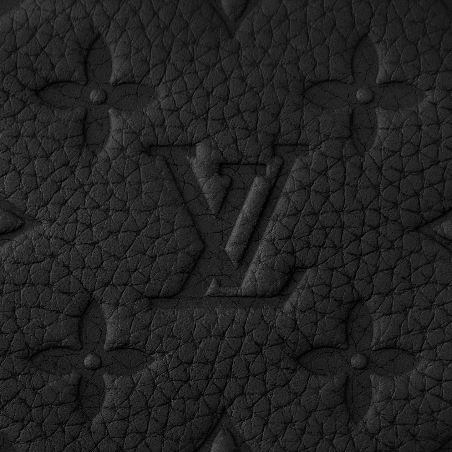 Monogram Embossed Leather Toiletry Pouch / Travel Case (All Black)