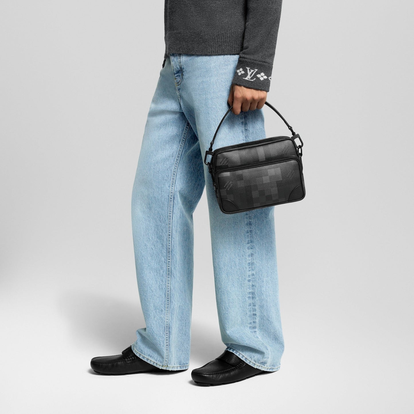 Damier Graphite Multi-Pocket Crossbody Bag (Black/Grey)