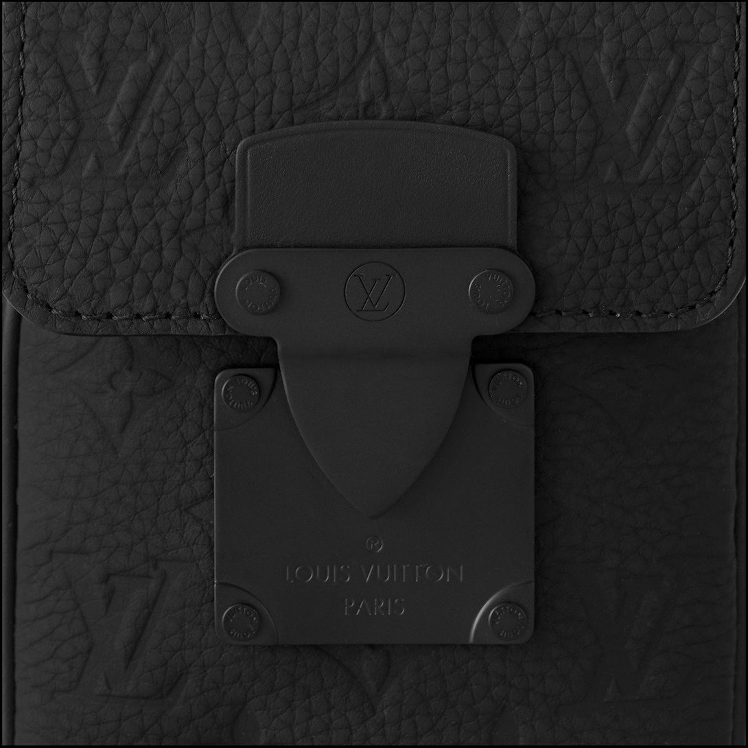 Monogram Embossed Leather Mini Utility Crossbody (All Black)