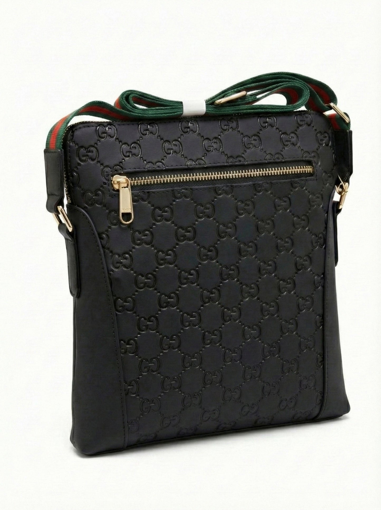 Embossed Leather Crossbody Bag Black