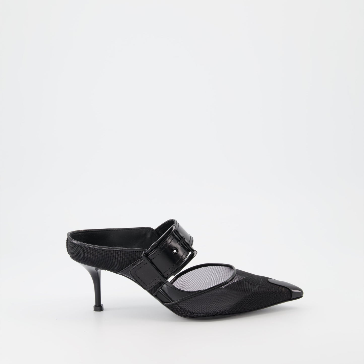 Punk Buckle Mesh Mules