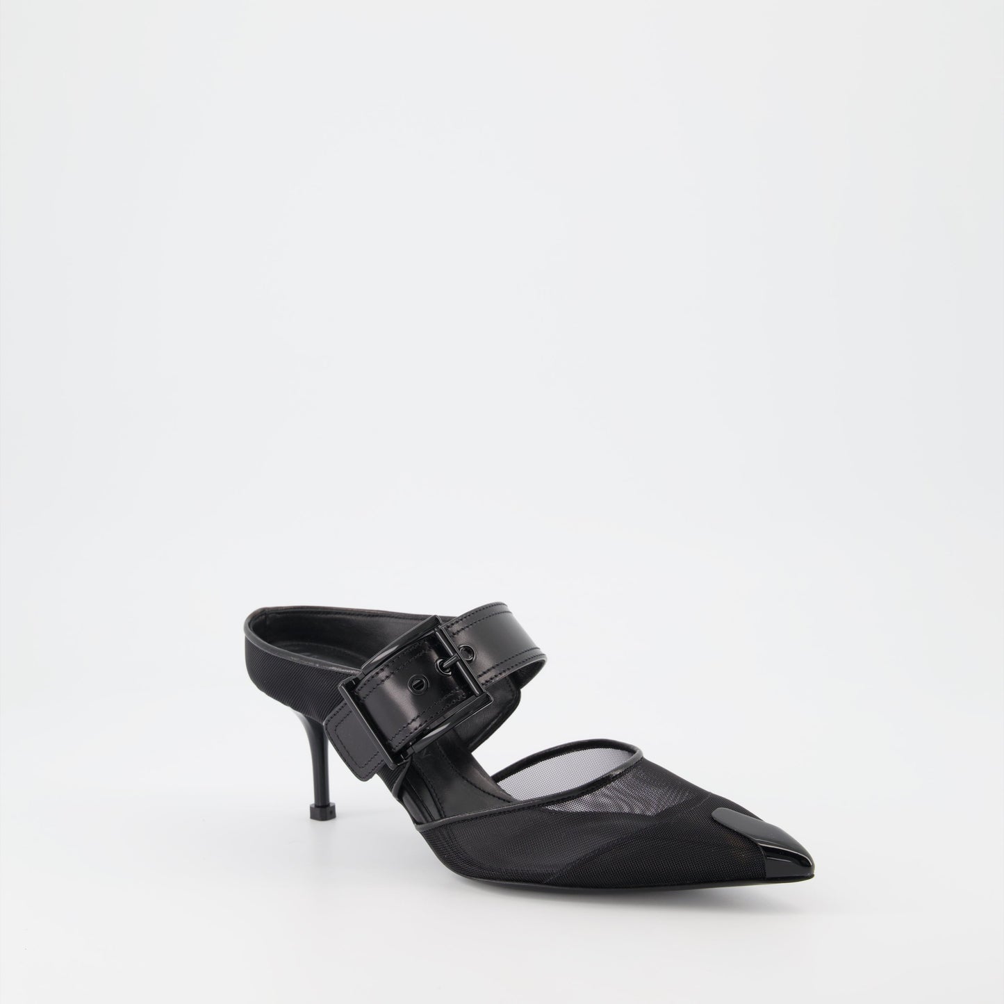 Punk Buckle Mesh Mules