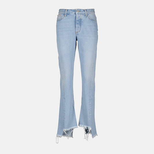 Distressed Flared Bleach-Wash Jeans