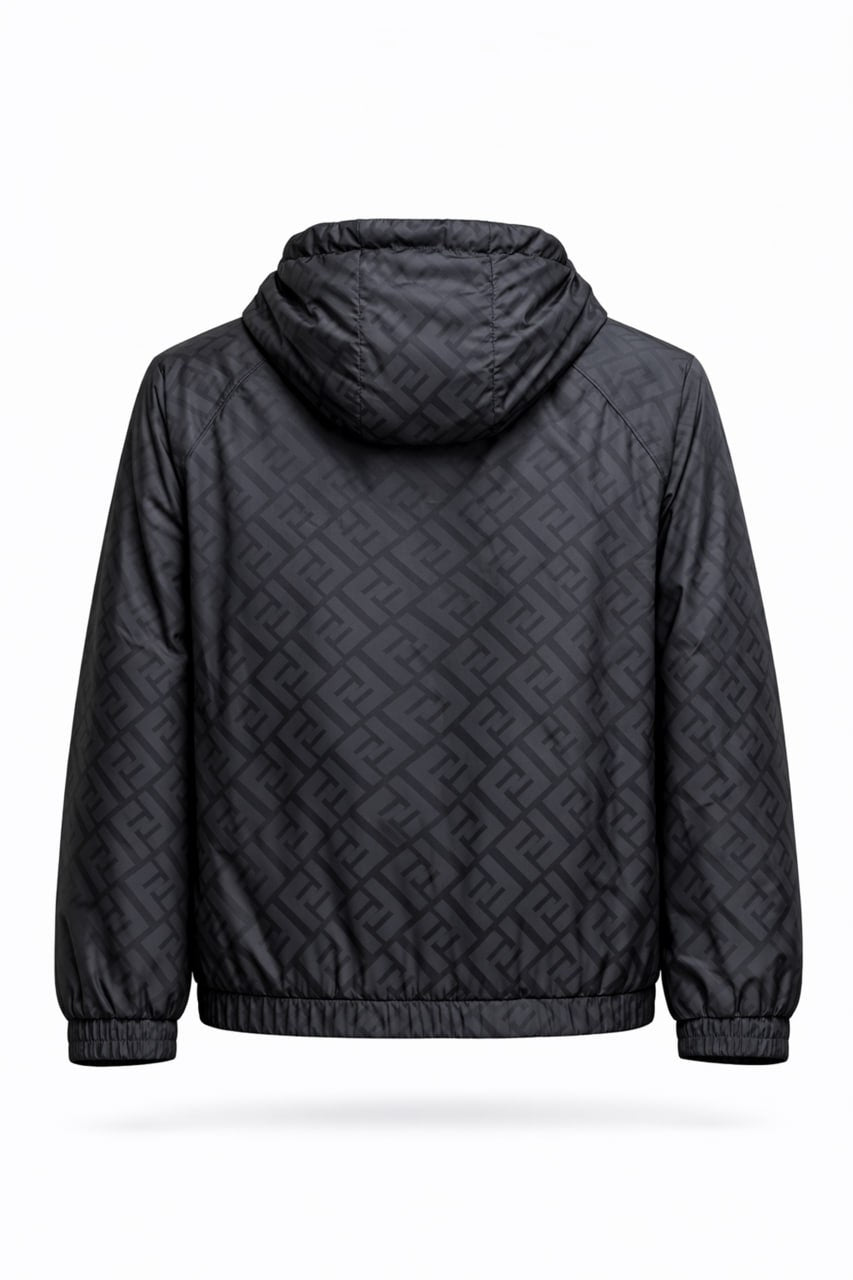 FF Monogram Hooded Windbreaker Jacket – Black & Yellow
