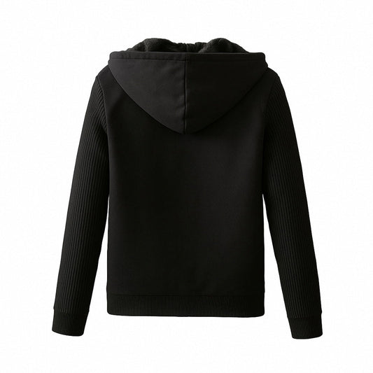 Faux-Fur Lined Hooded Zip Jacket