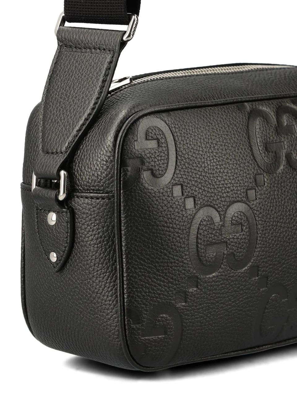 Jumbo Leather Crossbody Bag Black
