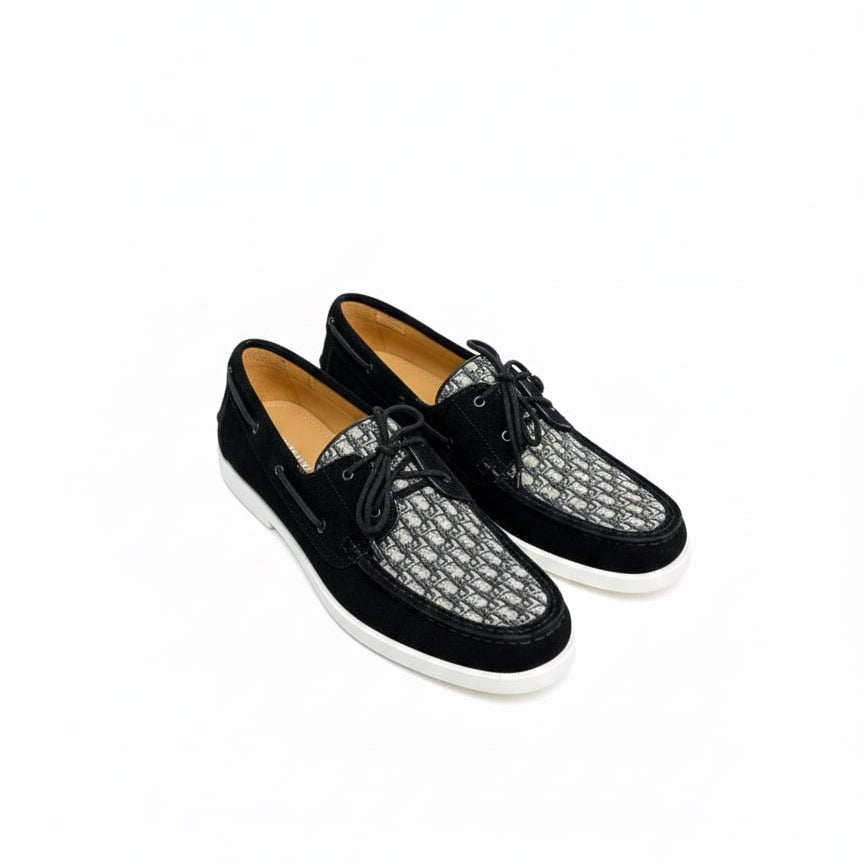 Oblique Canvas Deck Shoe with Suede Trim