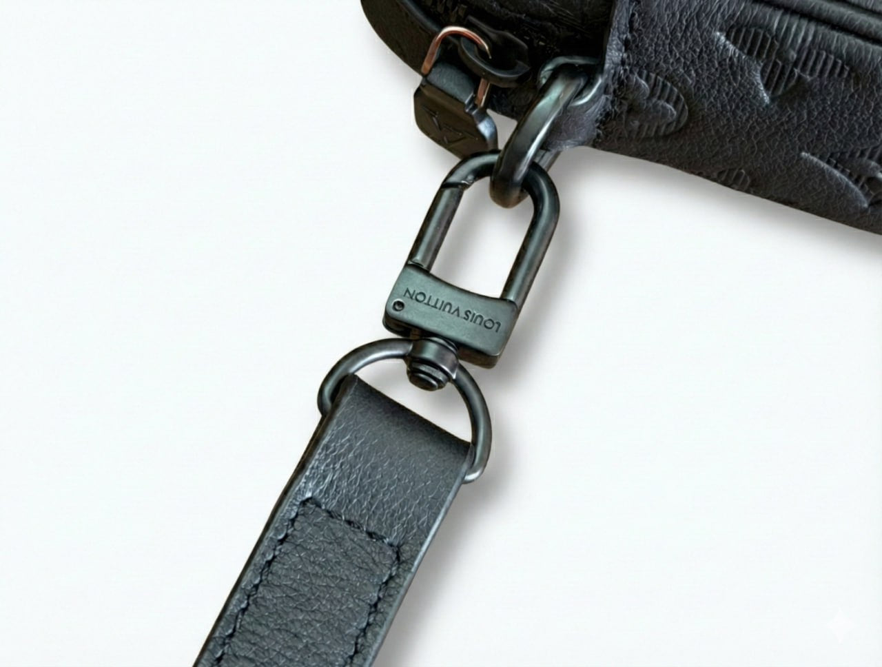 Monogram Embossed Leather Crossbody Bag (Black)