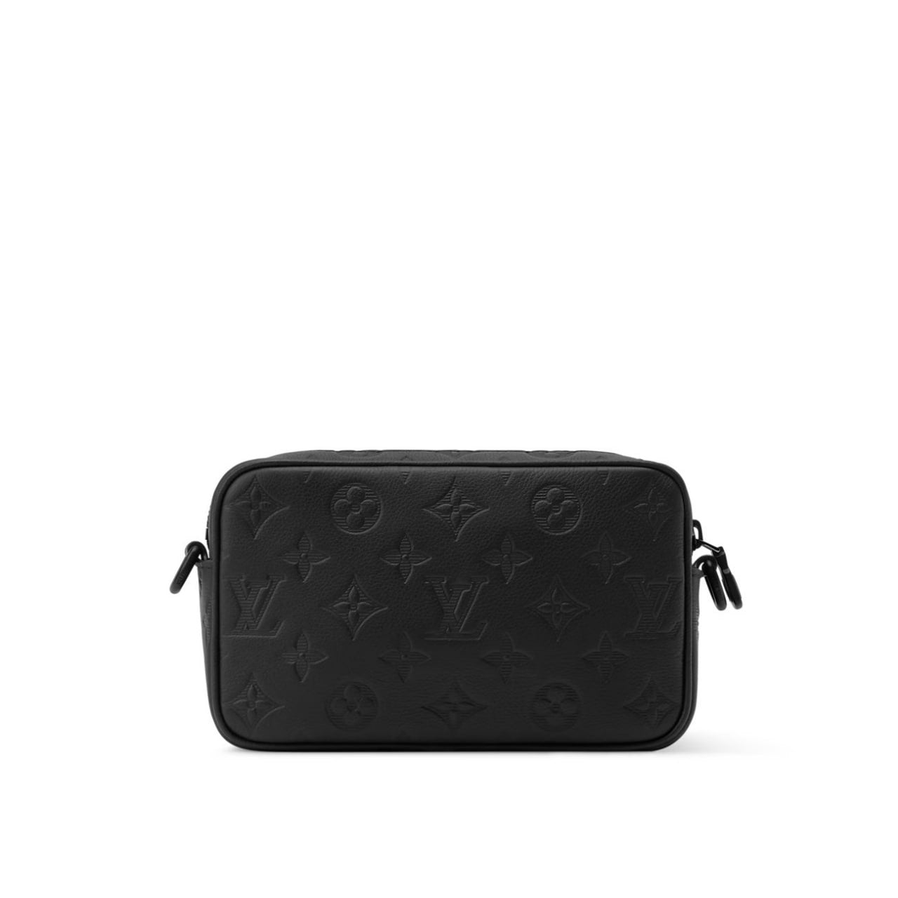 Monogram Embossed Leather Crossbody Bag (Black)