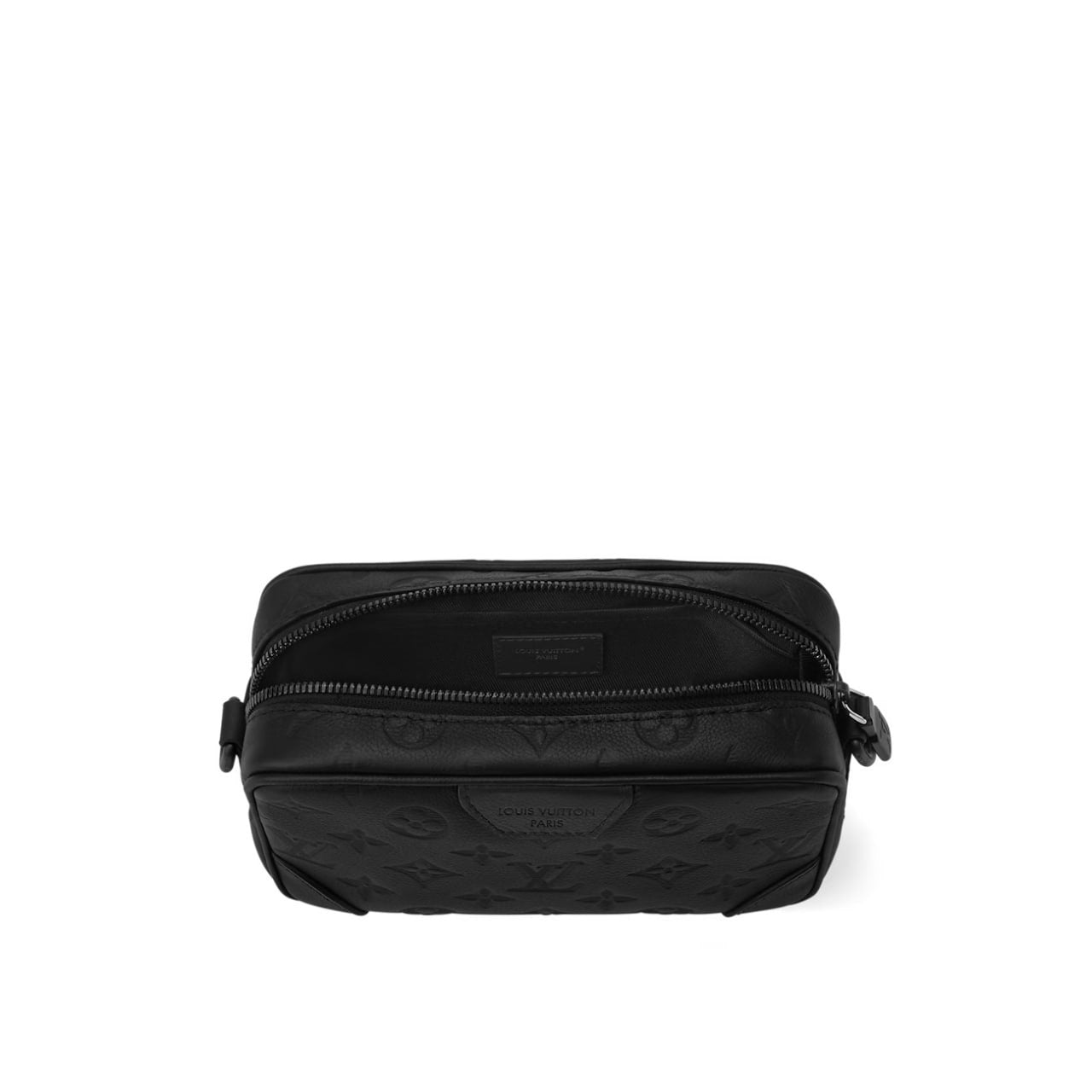 Monogram Embossed Leather Crossbody Bag (Black)