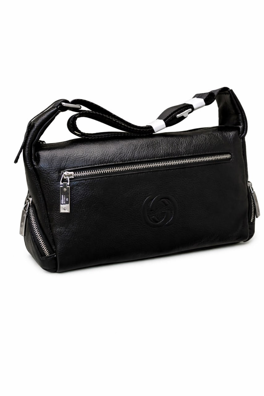Soho Leather Crossbody Shoulder Bag (Black)