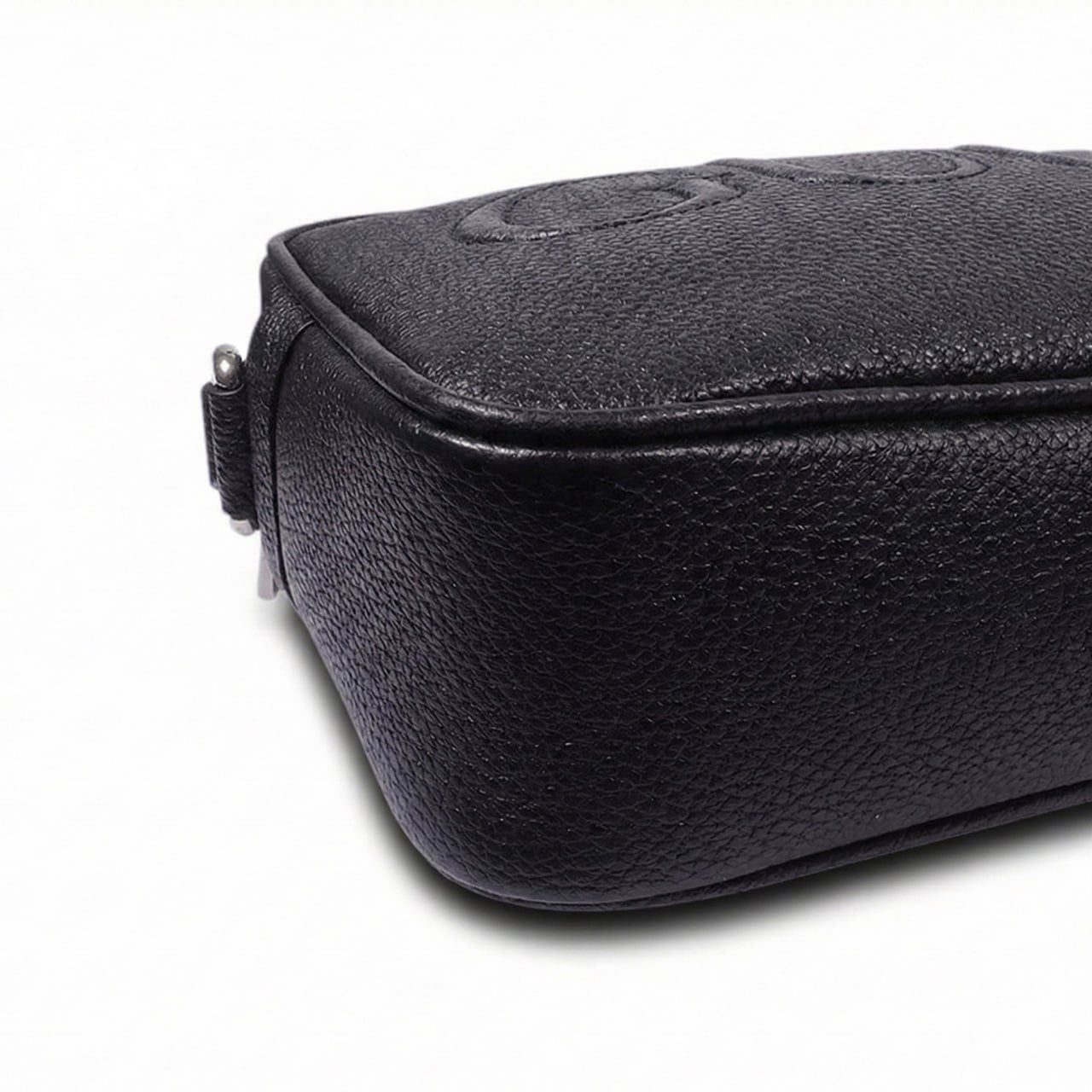 Embossed Logo Leather Crossbody Bag (Black)