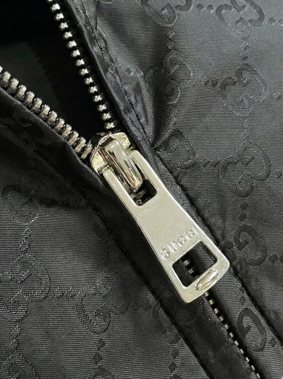 GG Jacquard Hooded Windbreaker Jacket – Black