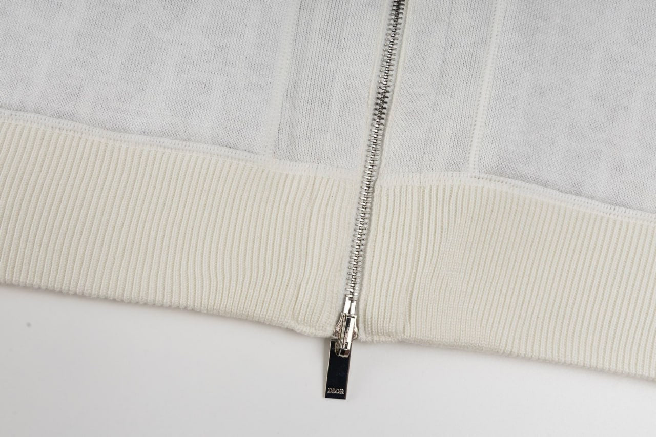 Signature Zip-Up Hoodie in Ivory with Dior Oblique Lining