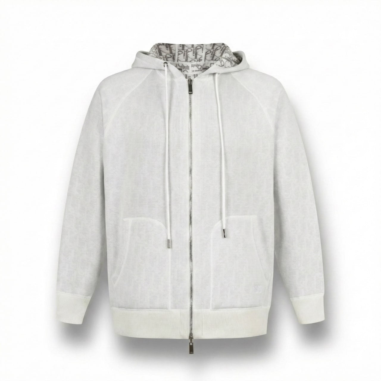 Signature Zip-Up Hoodie in Ivory with Dior Oblique Lining
