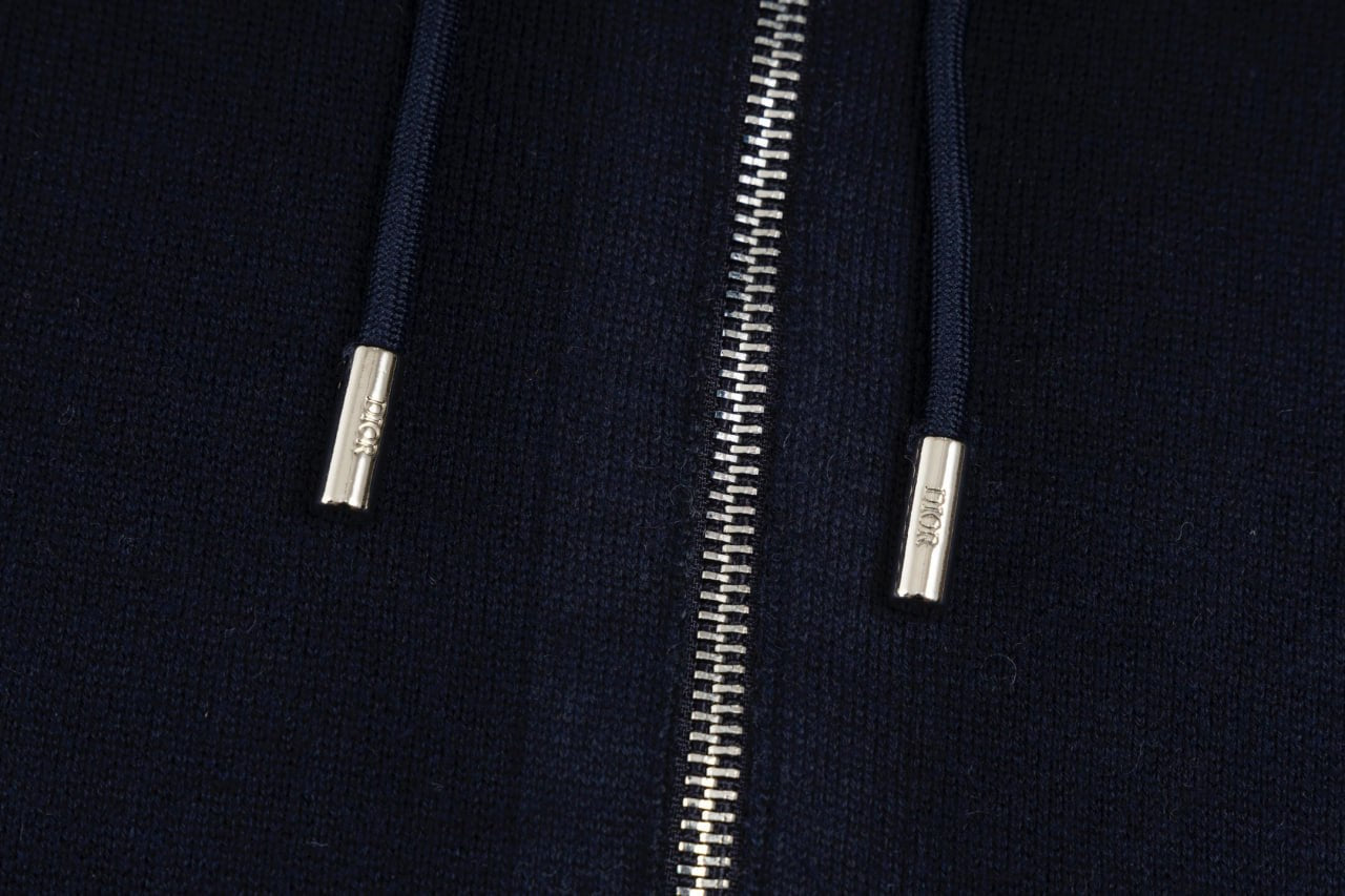 Signature Navy Zip-Up Hoodie with Monogram Lining