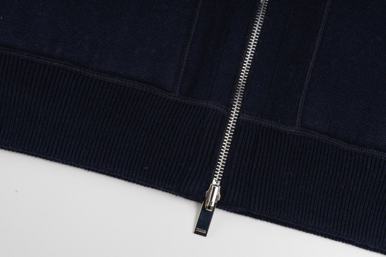 Signature Navy Zip-Up Hoodie with Monogram Lining