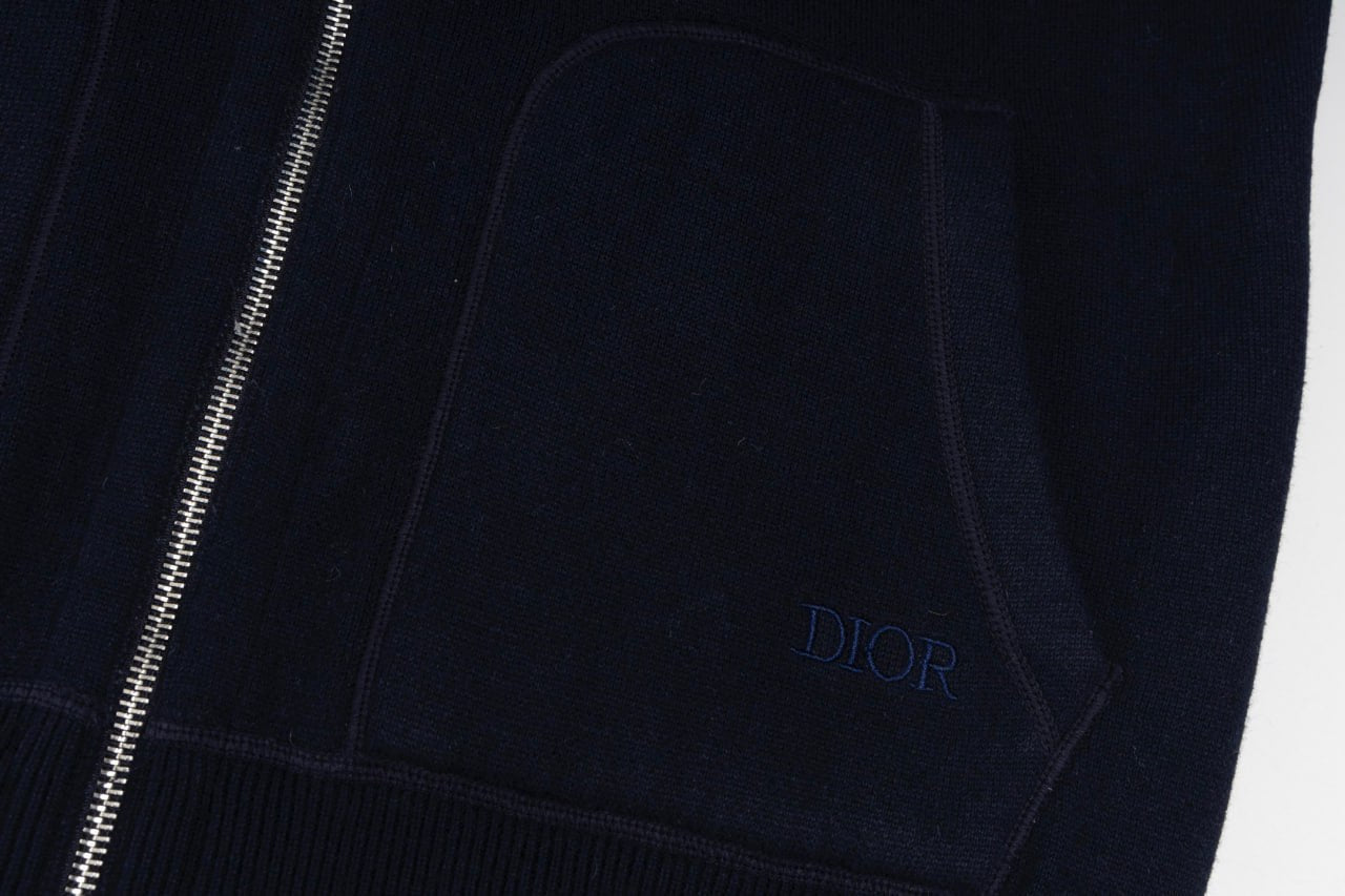 Signature Navy Zip-Up Hoodie with Monogram Lining