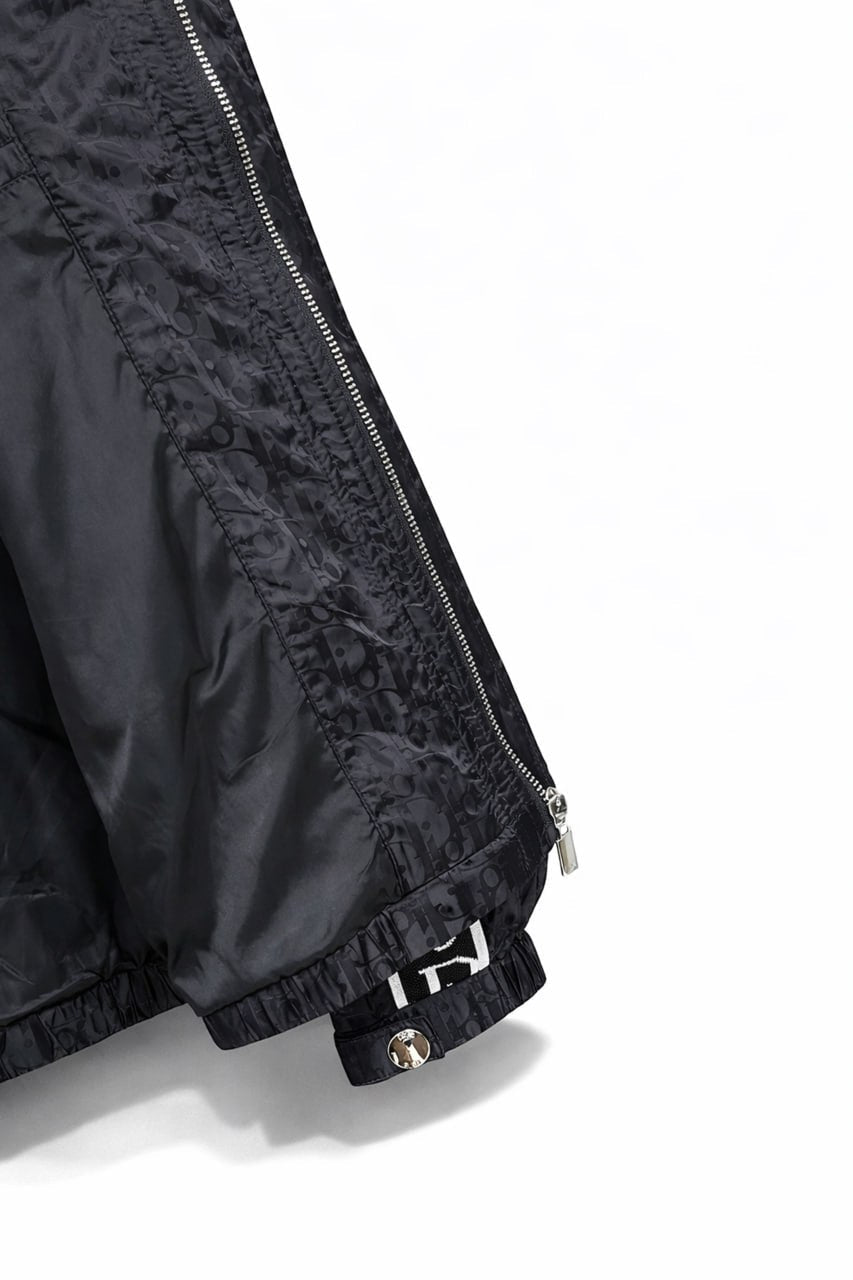 Oblique Hooded Windbreaker Jacket with Signature Sleeve Bands