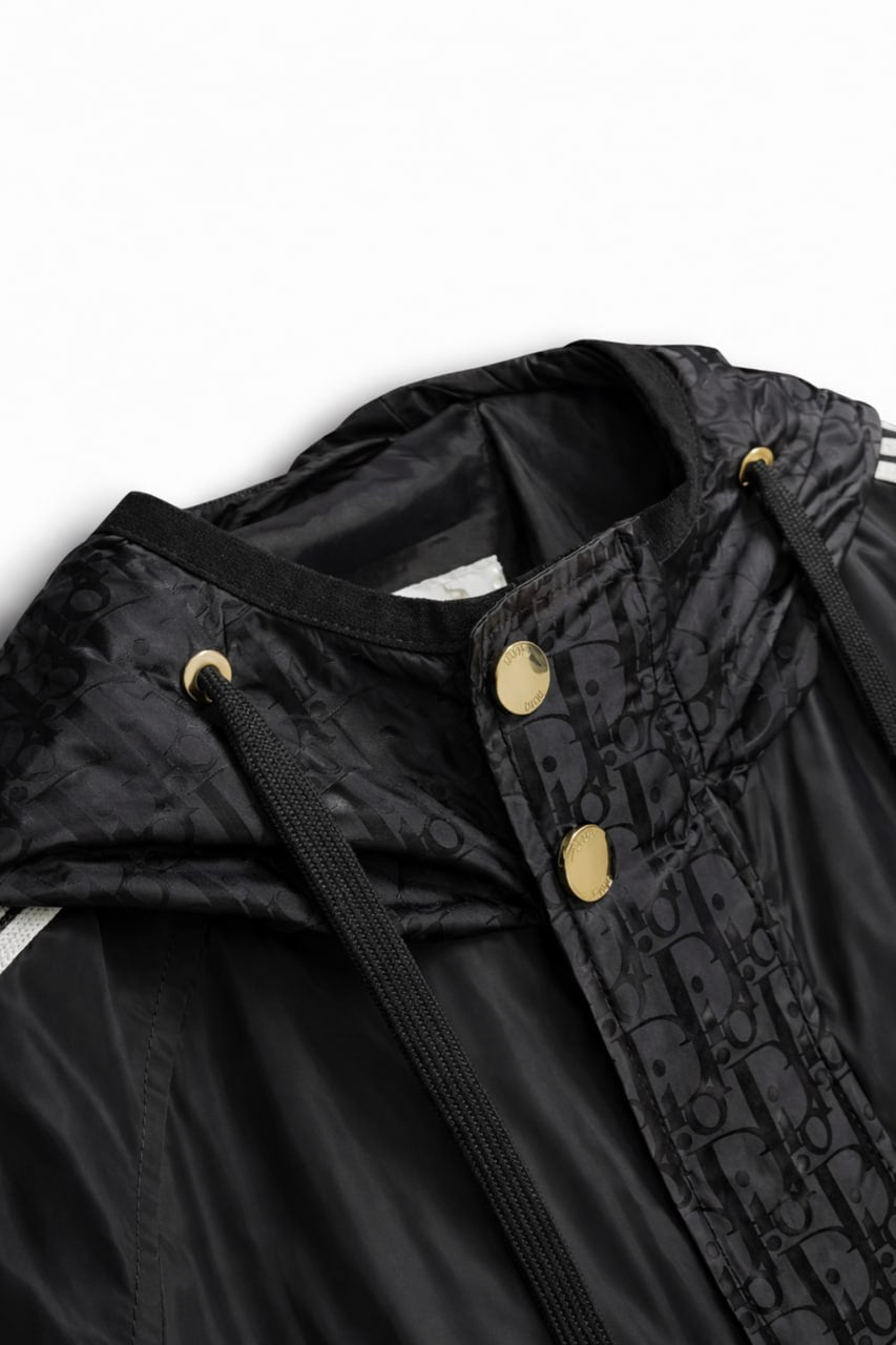 Oblique Hooded Windbreaker Jacket with Signature Sleeve Bands