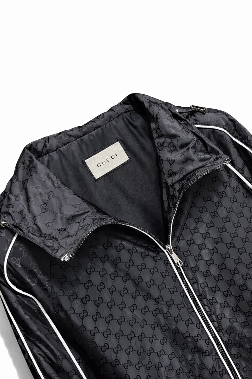 GG Monogram Hooded Zip Jacket – Black