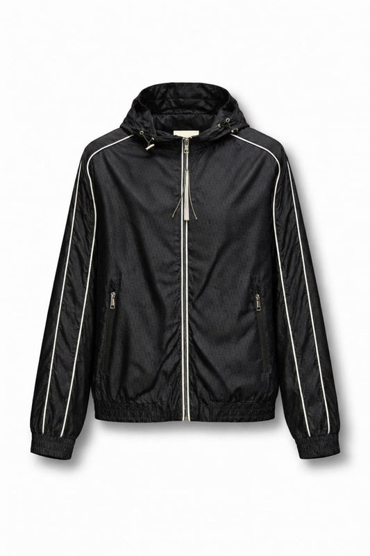 GG Monogram Hooded Zip Jacket – Black