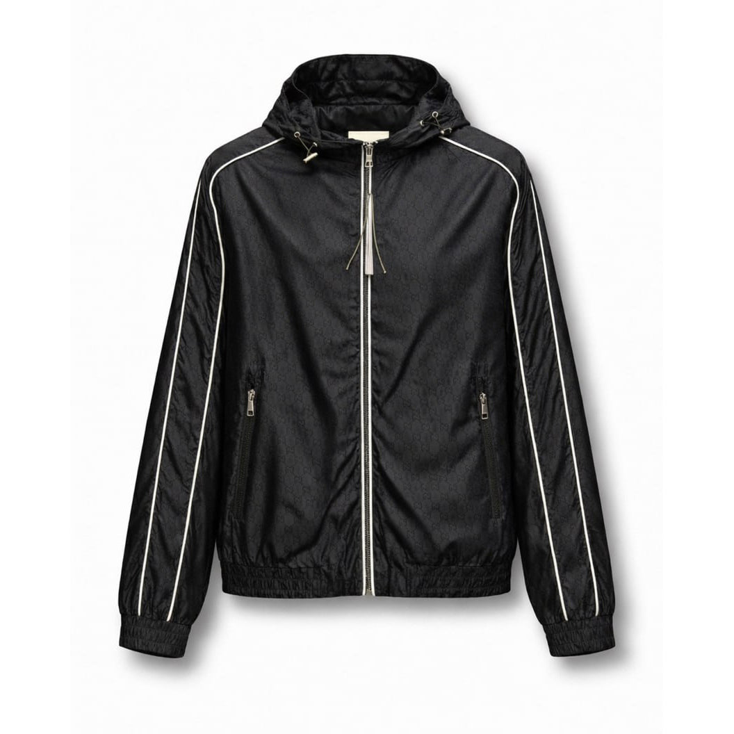 GG Monogram Hooded Zip Jacket – Black