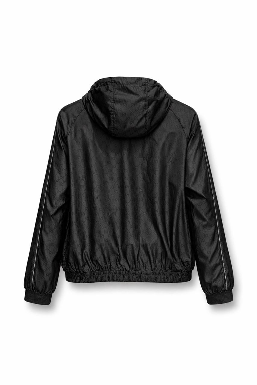 GG Monogram Hooded Zip Jacket – Black