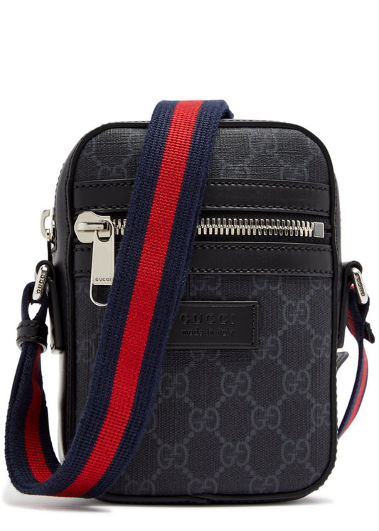 Supreme Mini Crossbody Bag with Web Strap (Black/Grey)