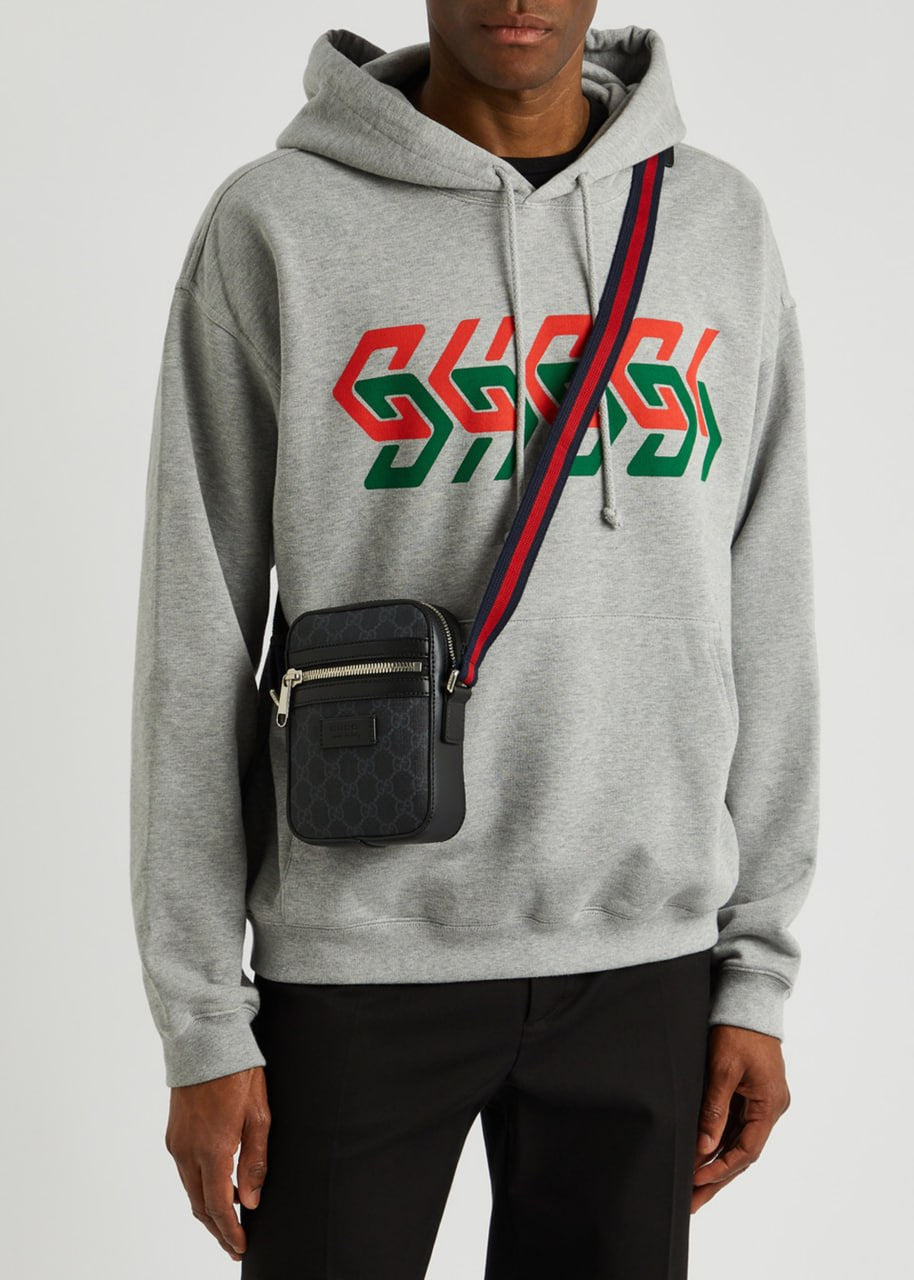 Supreme Mini Crossbody Bag with Web Strap (Black/Grey)