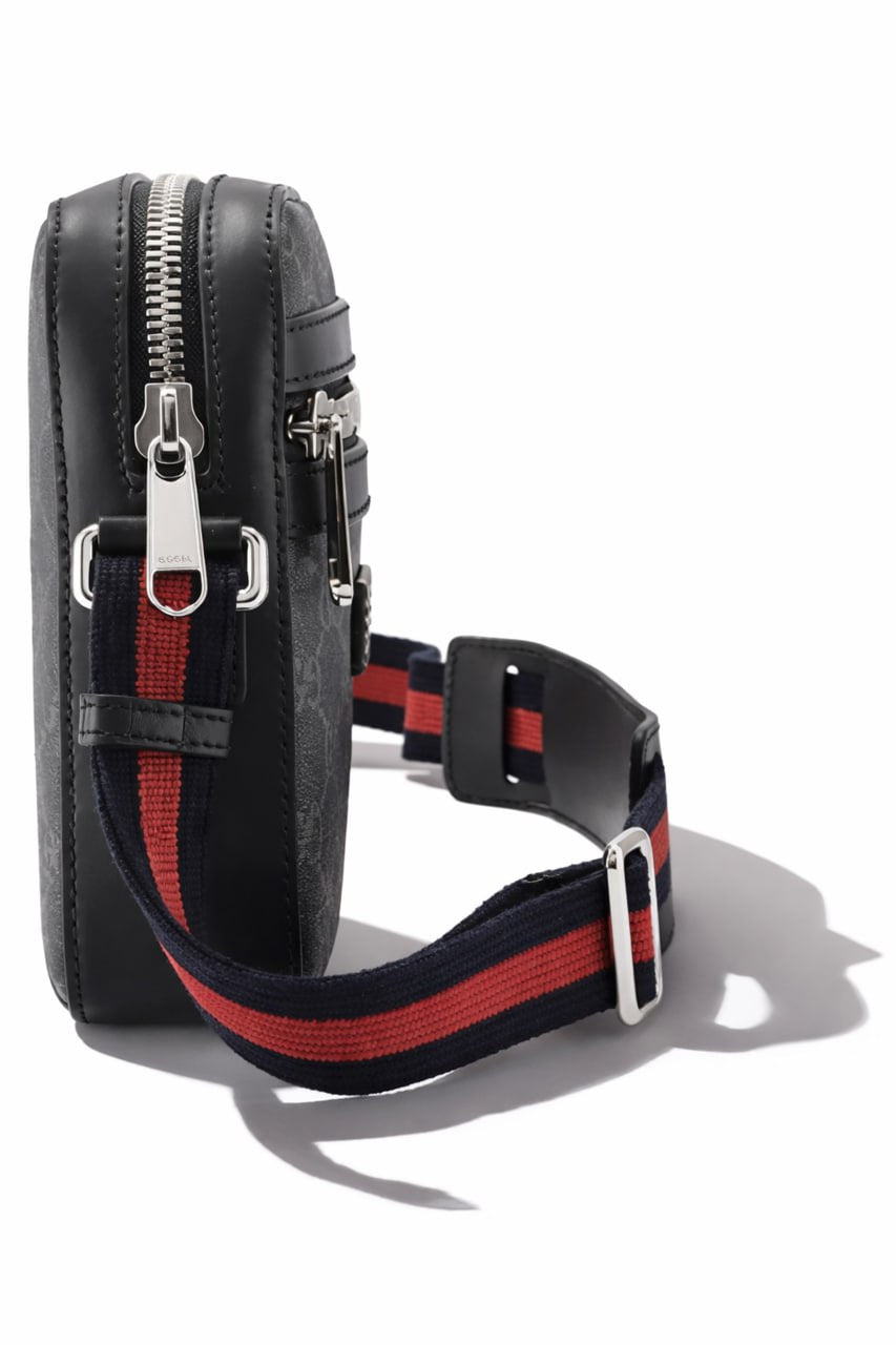 Supreme Mini Crossbody Bag with Web Strap (Black/Grey)