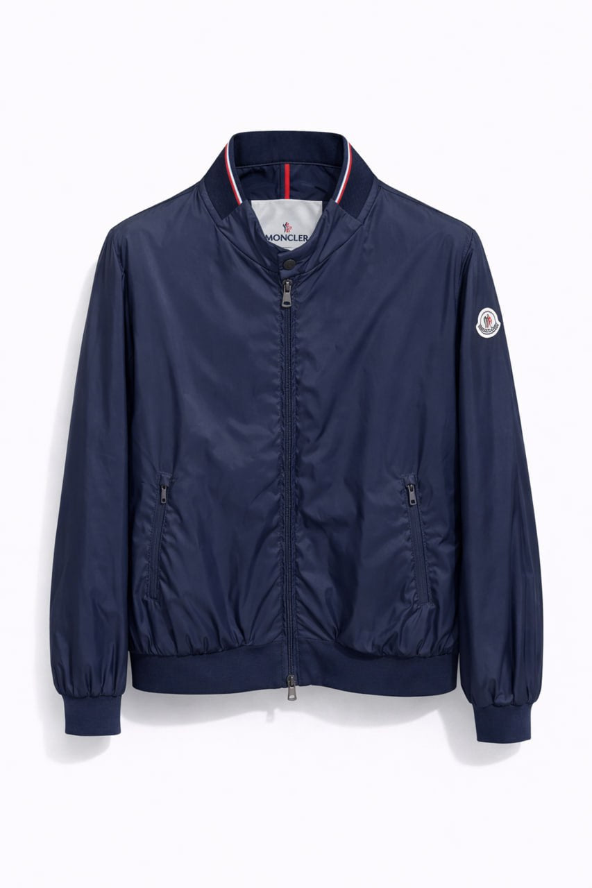 Classic Nylon Bomber Jacket – Navy Blue