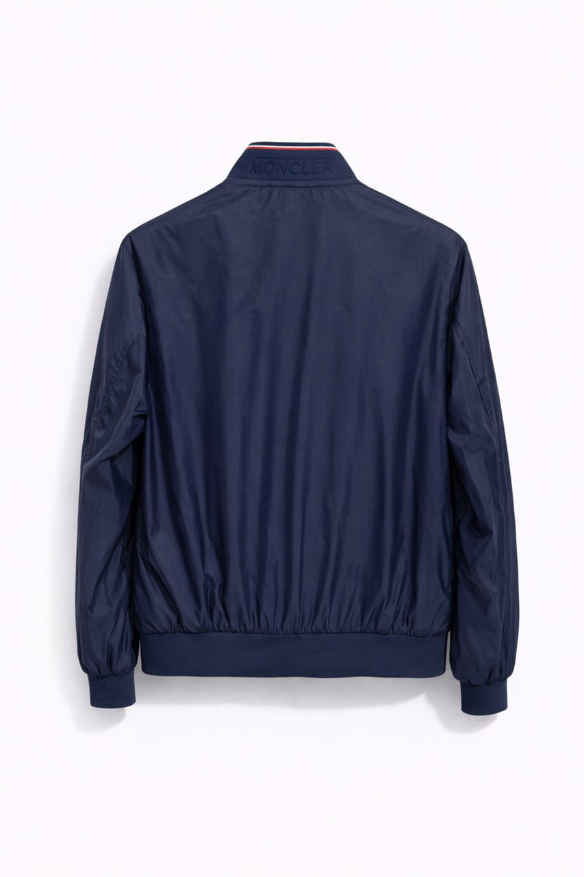 Classic Nylon Bomber Jacket – Navy Blue