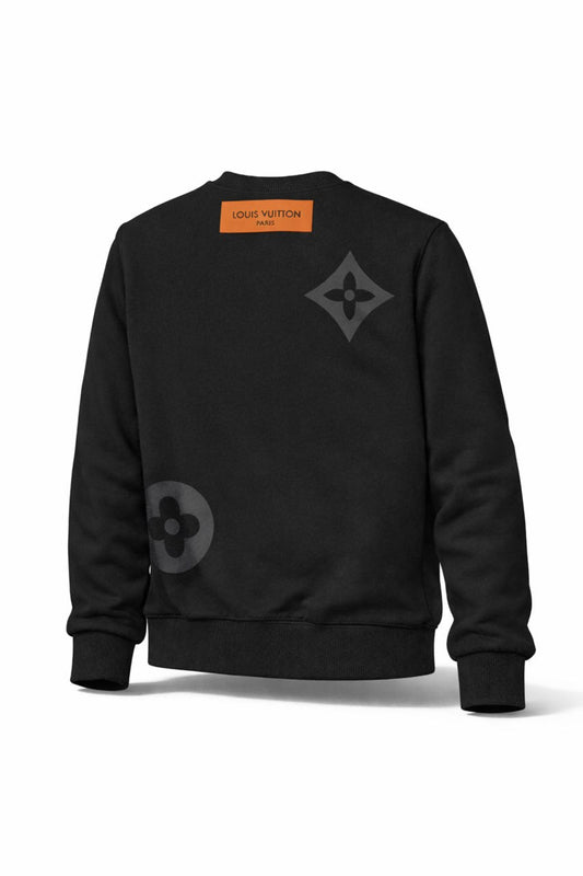 LV Tonal Logo Crewneck Sweatshirt – Black