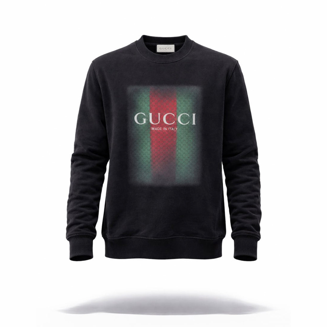 GG Web Stripe Logo Crewneck Sweatshirt – Black