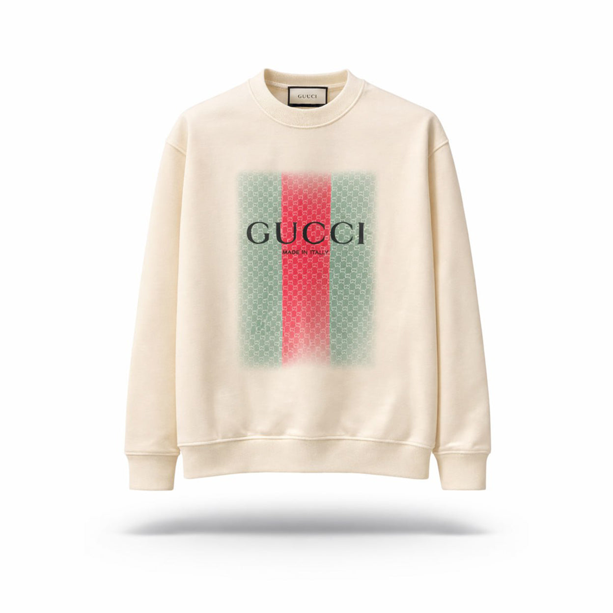 GG Web Stripe Logo Crewneck Sweatshirt – Cream
