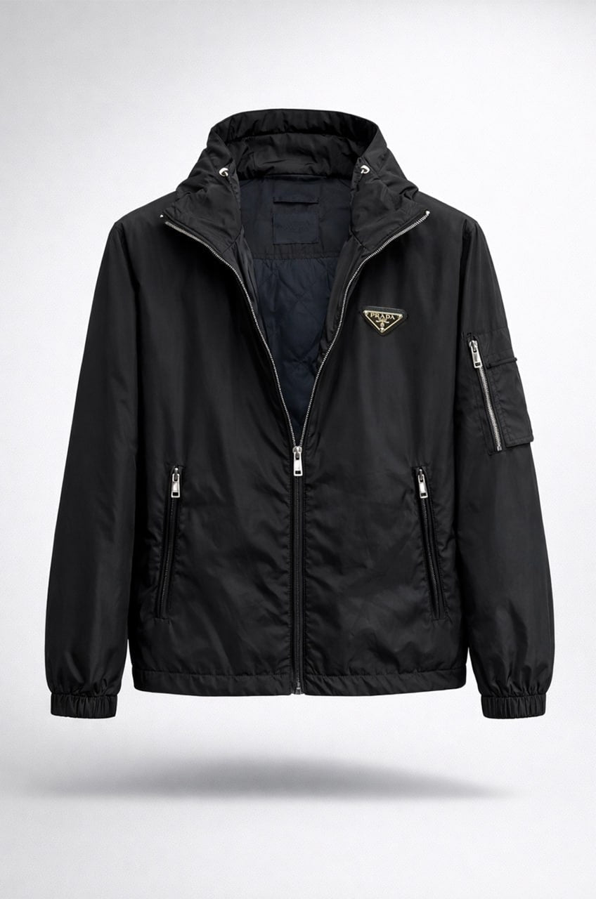 Re-Nylon Hooded Zip Jacket – Black