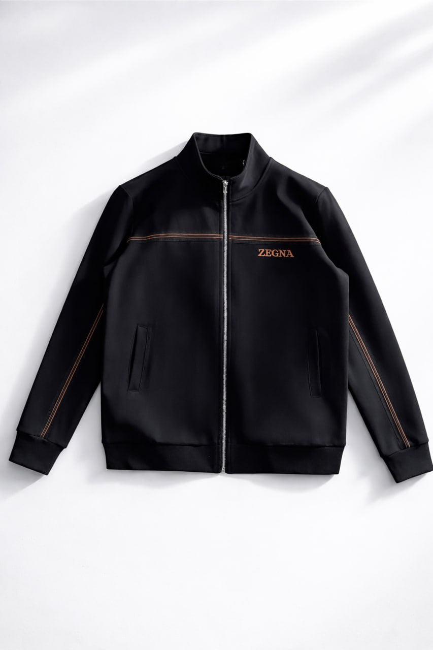 Signature Track Jacket & Joggers Set – Black with Contrast Piping